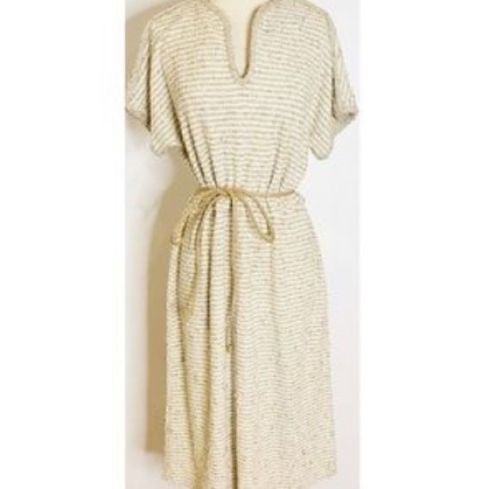 Vintage 1970s Neutral Minimal Jute Belted Dress